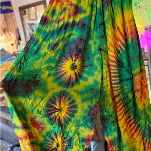 Garden Belle Vibrant Tie-Dye wide leg pants